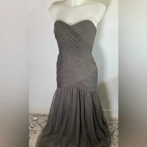 NWT White by Vera Wang Gown Charcoal Fit & Flare‎ Bodycon Bridesmaid Prom Formal